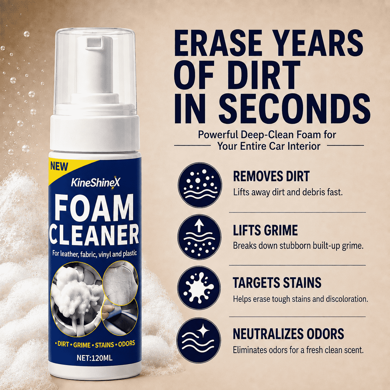 Erase Years of Dirt in Seconds — Powerful Deep-Clean Foam for Your Entire Car Interior🎄