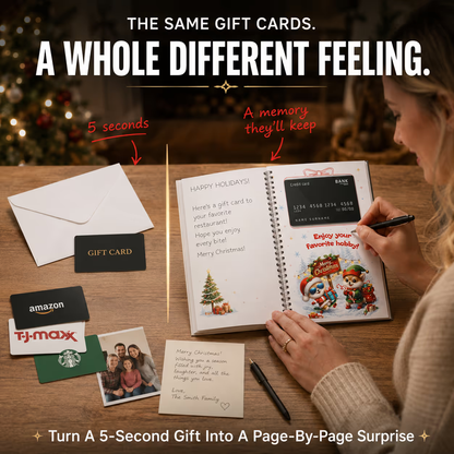 🔥 Last Day 50% OFF 🔥 Christmas Gift Card Book – 12 Gift Card Pages & Personal Message Holder