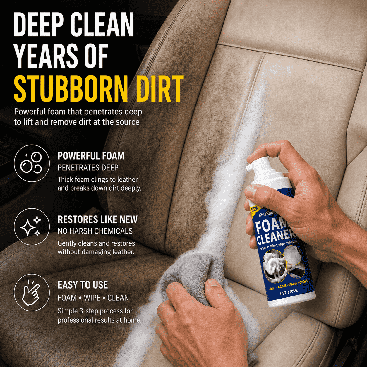 Erase Years of Dirt in Seconds — Powerful Deep-Clean Foam for Your Entire Car Interior🎄