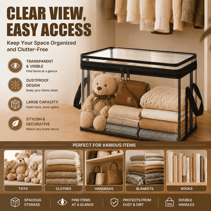 Large Capacity Transparent Storage Bag — Clothes, Bedding & Home Organisation
