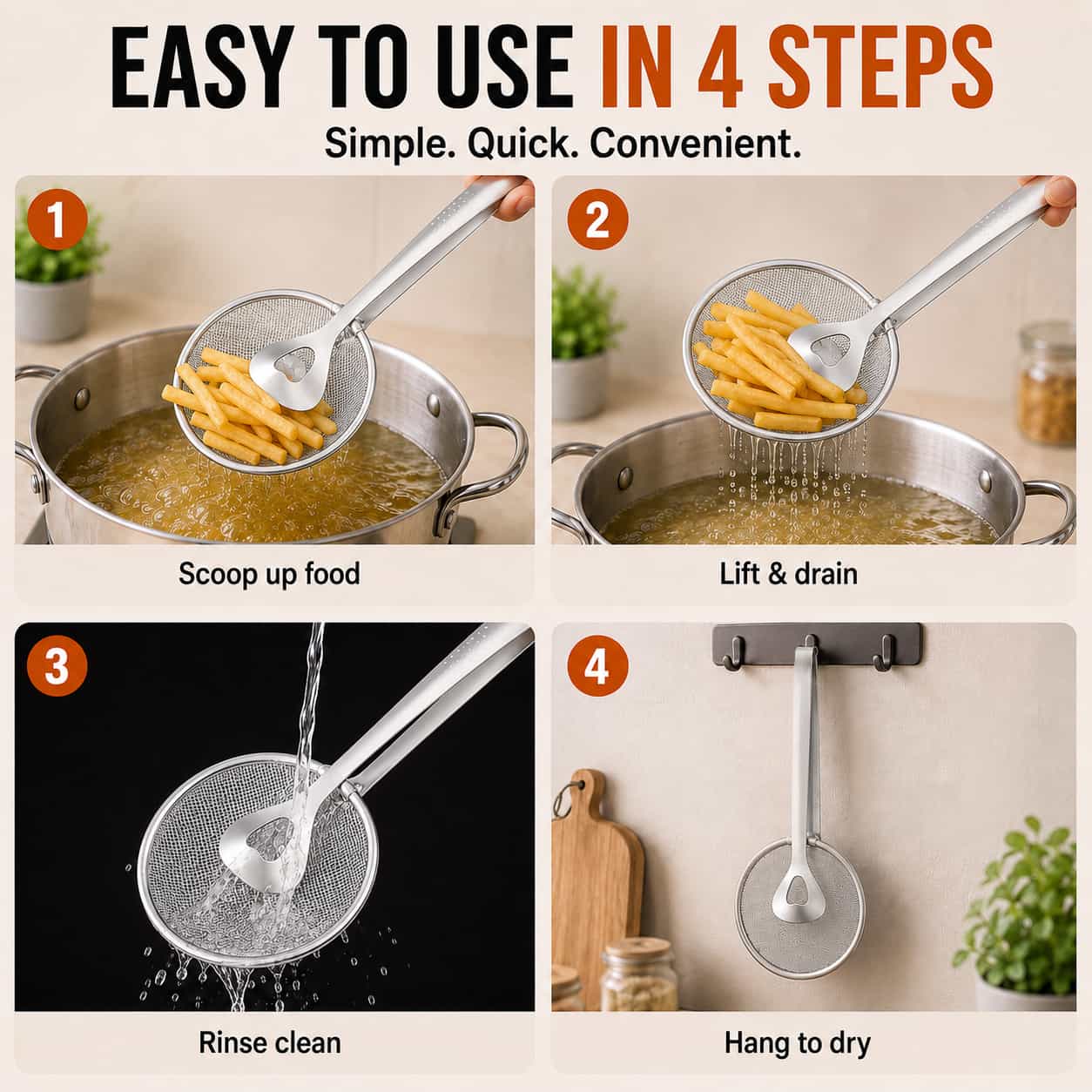 2-in-1 Stainless Steel Strainer Tongs – Fine Mesh Kitchen Tongs for Frying, Boiling & Draining✨✨