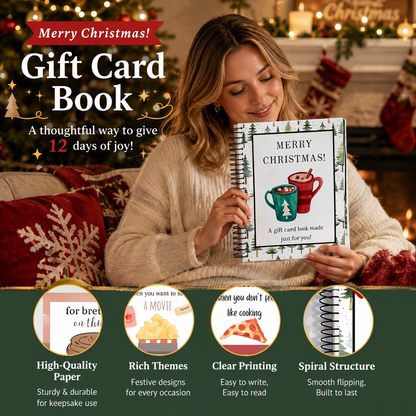 🔥 Last Day 50% OFF 🔥 Christmas Gift Card Book – 12 Gift Card Pages & Personal Message Holder