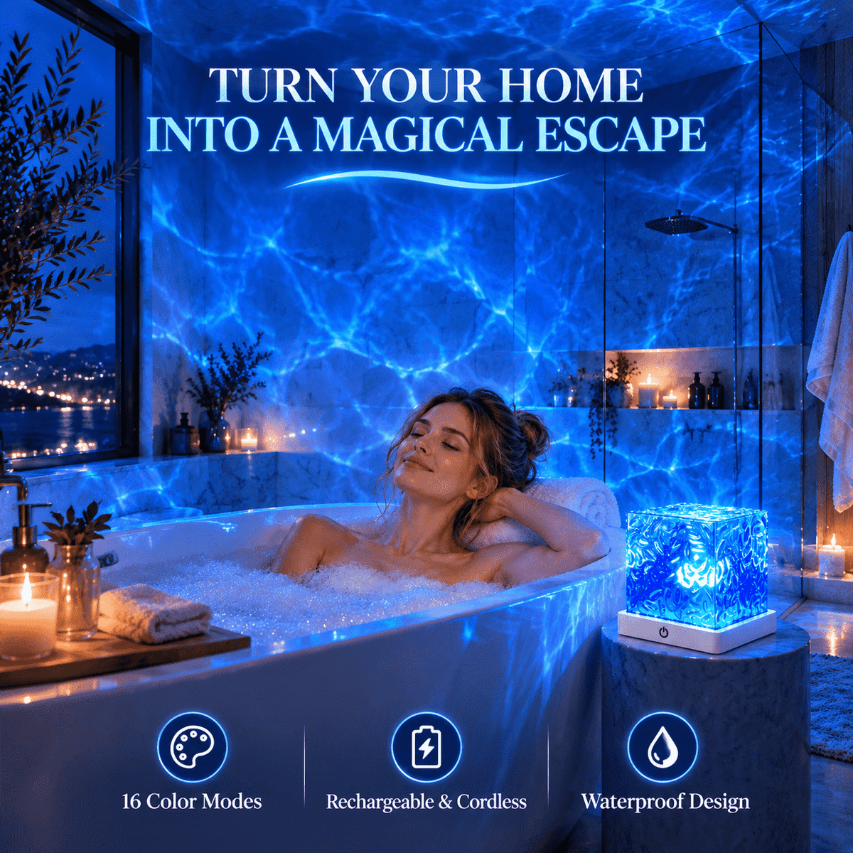 Dynamic 16-Color Ocean Wave Mood Light — Transform Any Room Into A Magical Space