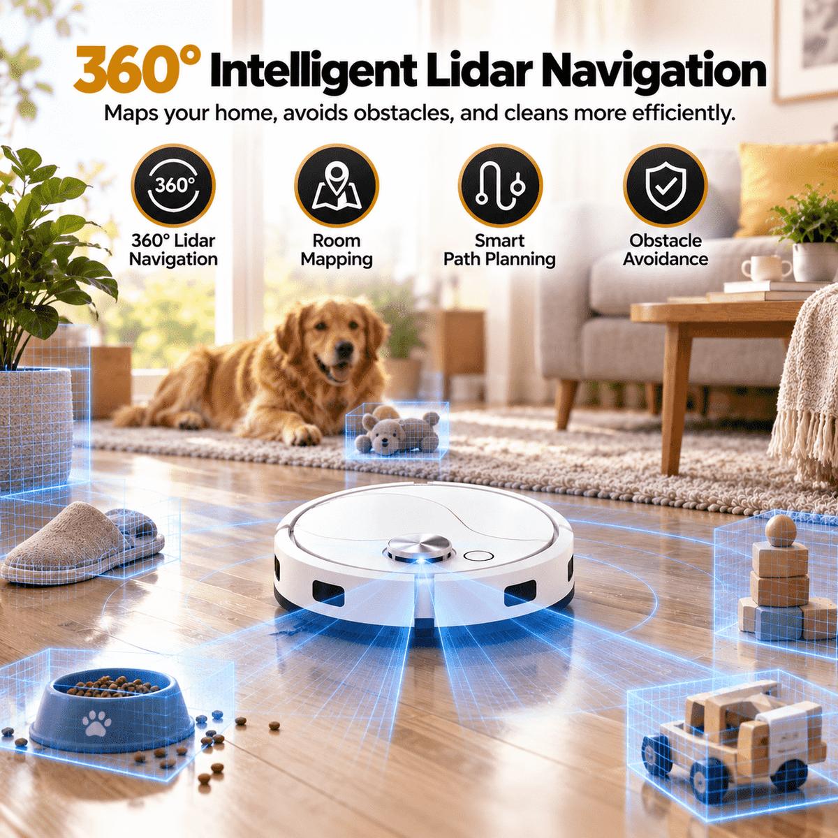 Smart 2-in-1 Robot Vacuum & Mop — Effortless Cleaning for Floors, Carpets & Pet Hair ✨