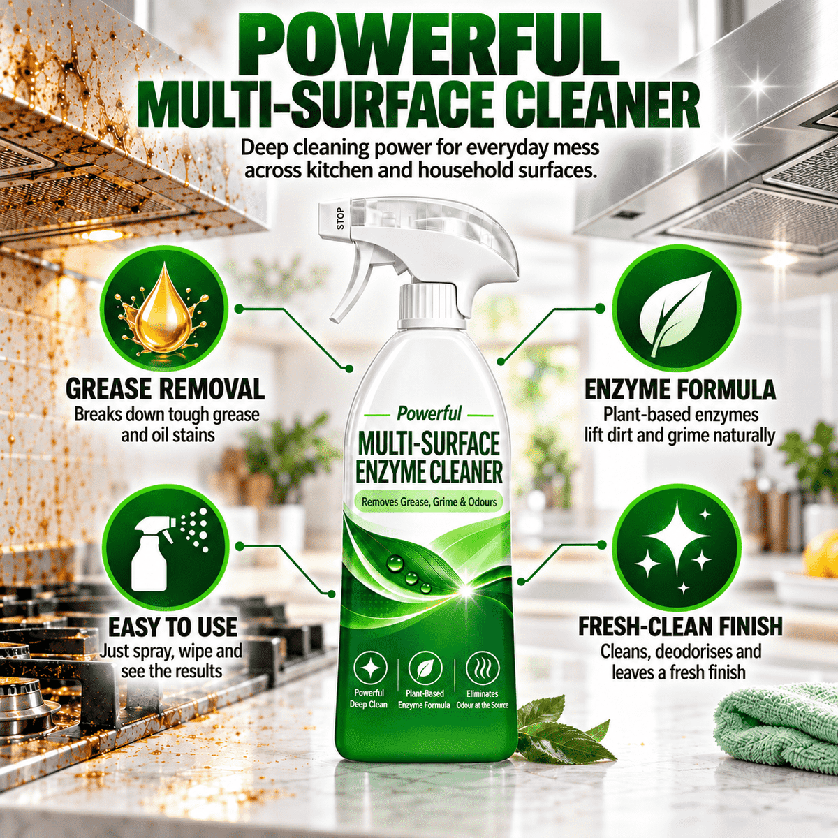Powerful Multi-Surface Enzyme Cleaner — Removes Grease, Grime & Odours ✨