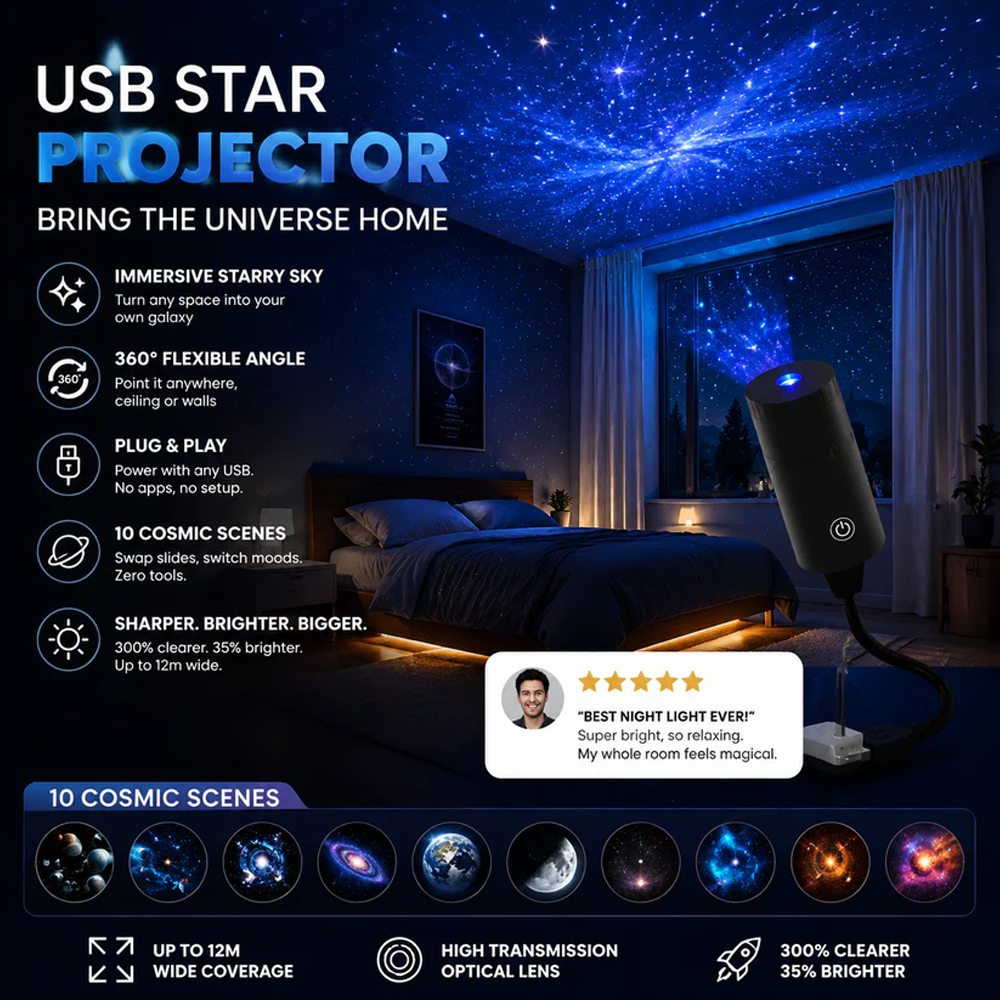 💡BVJ® Plug-and-Play HD Galaxy & Ocean Projector Night Light 🥳 Over 50,000 satisfied users🏆