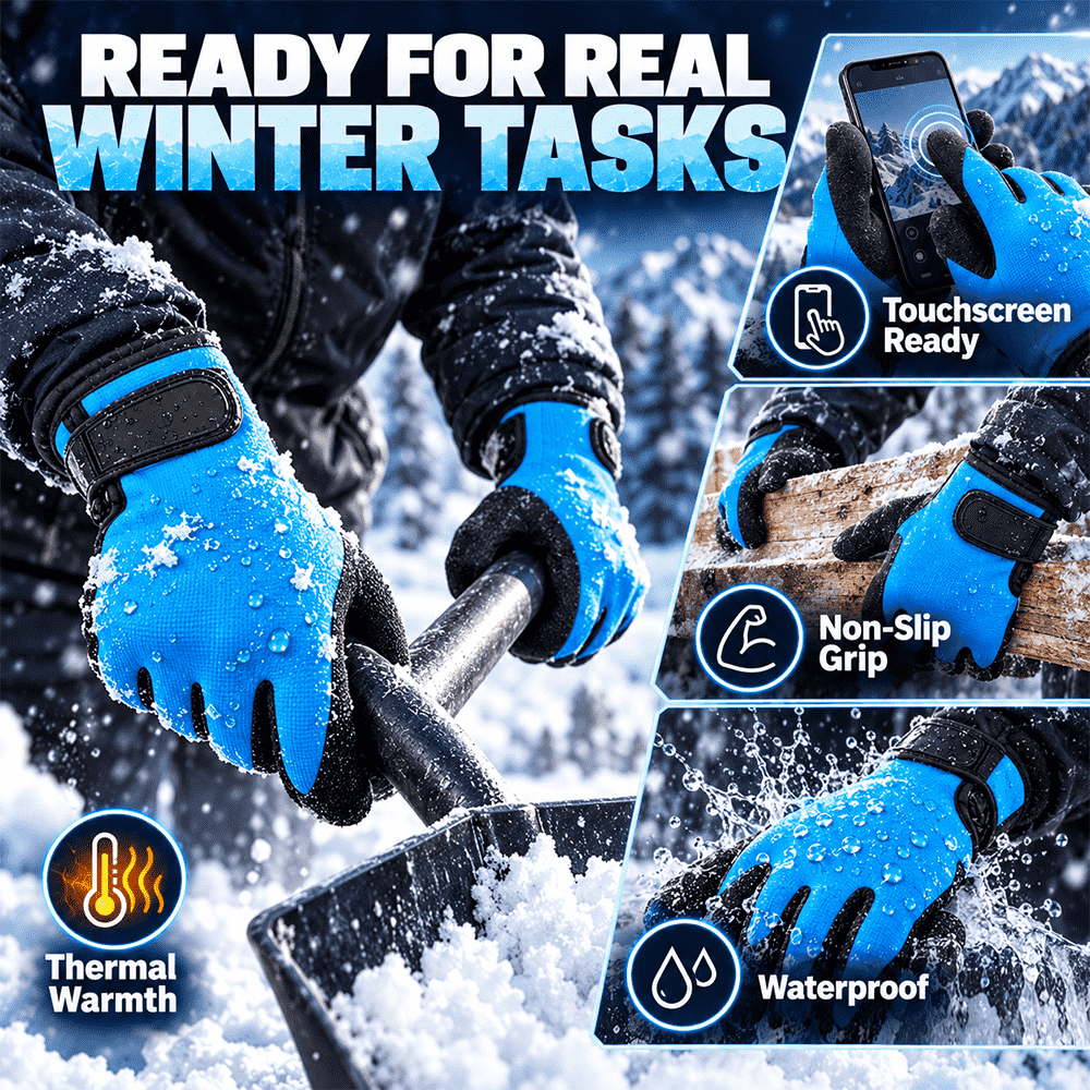 Fleece-Lined Waterproof Winter Gloves – Warm, Dry & Ready for Any Job!