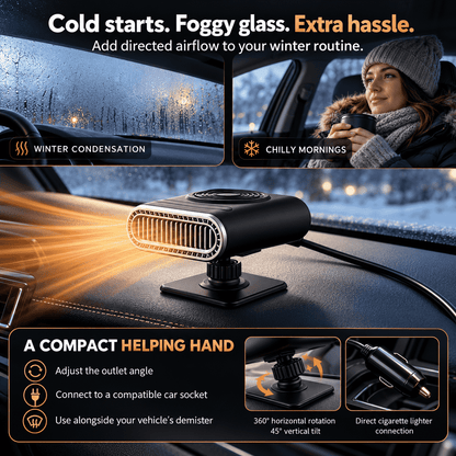 Portable Car Heater – Fast Windshield Defrost & Defog ✨