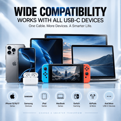 ⚡ 240W 2-in-1 USB-C Fast Charging Cable with Rotating Phone Stand