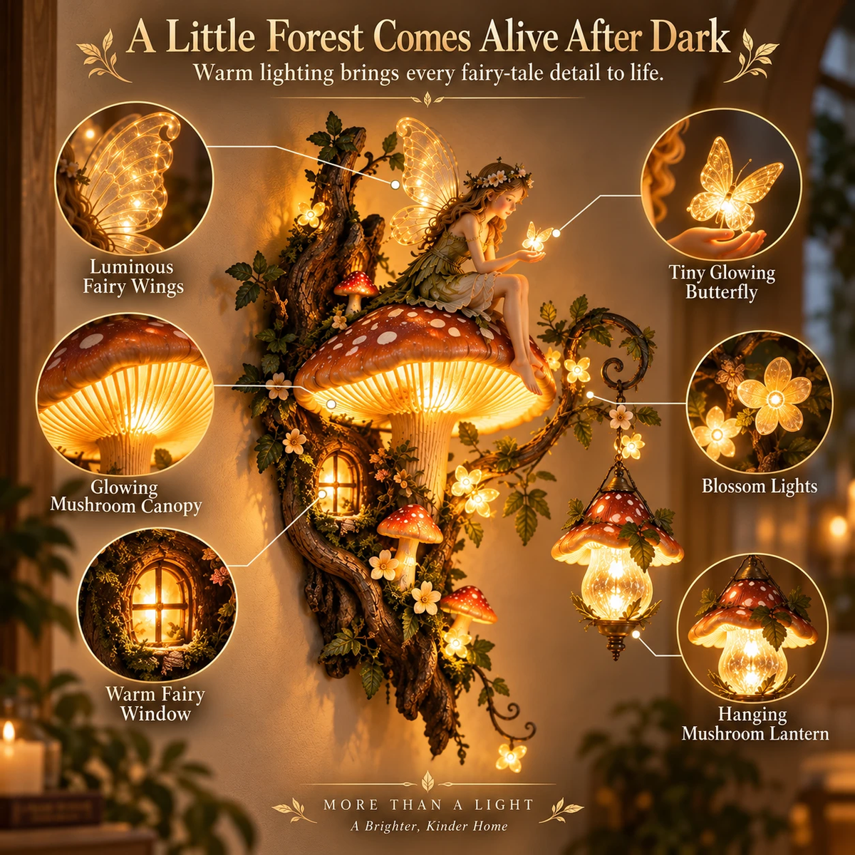 ✨ 50% OFF — Enchanted Mushroom Fairy Wall Light 🧚🍄