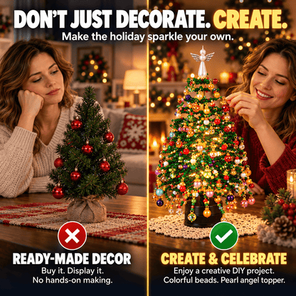 DIY Beaded Christmas Tree Kit – Colorful Ornaments & Pearl Angel Topper