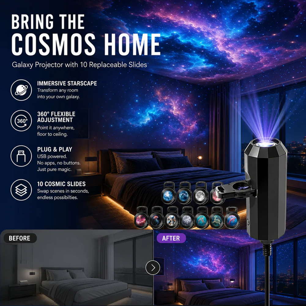 💡BVJ® Plug-and-Play HD Galaxy & Ocean Projector Night Light 🥳 Over 50,000 satisfied users🏆