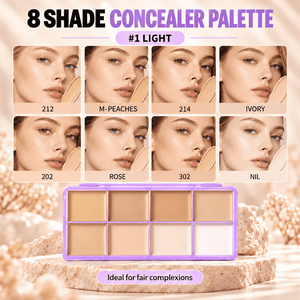 🎨 8-Color Matte Concealer Palette – Waterproof, Full-Coverage for Correction, Contour & Tattoo Cover ✨