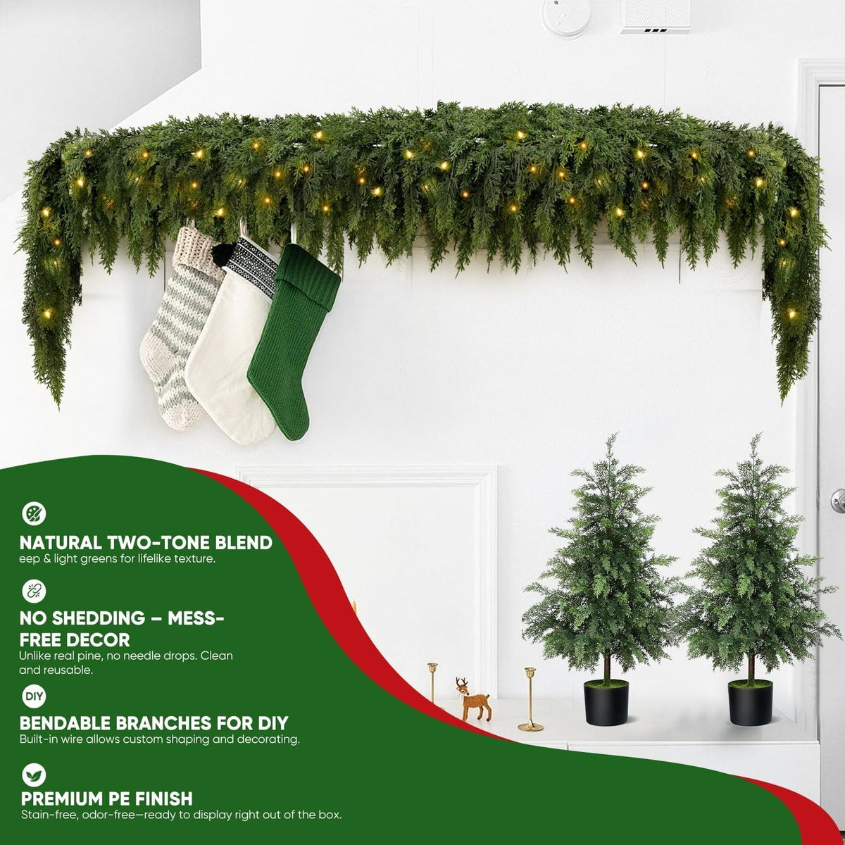 Pre-lit Christmas Cedar Garland
