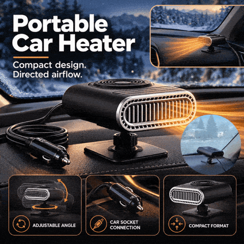 Portable Car Heater – Fast Windshield Defrost & Defog ✨