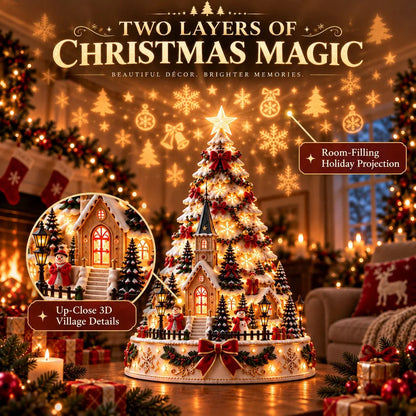🎄 Magical Christmas Village Projection Centrepiece – 2 Festive Scenes -up