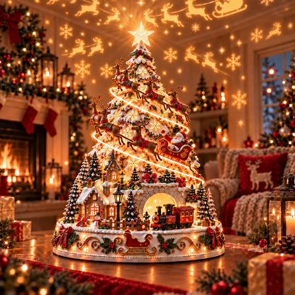 🎄 Magical Christmas Village Projection Centrepiece – 2 Festive Scenes -up