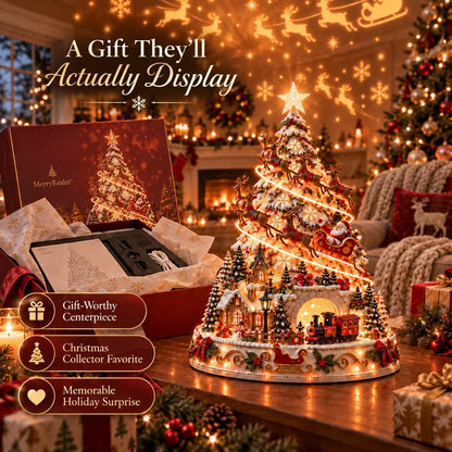 🎄 Magical Christmas Village Projection Centrepiece – 2 Festive Scenes -up