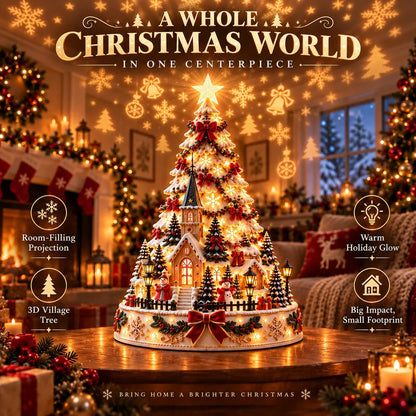 🎄 Magical Christmas Village Projection Centrepiece – 2 Festive Scenes -up