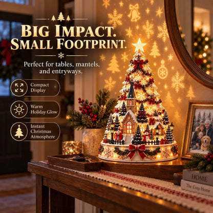 🎄 Magical Christmas Village Projection Centrepiece – 2 Festive Scenes -up