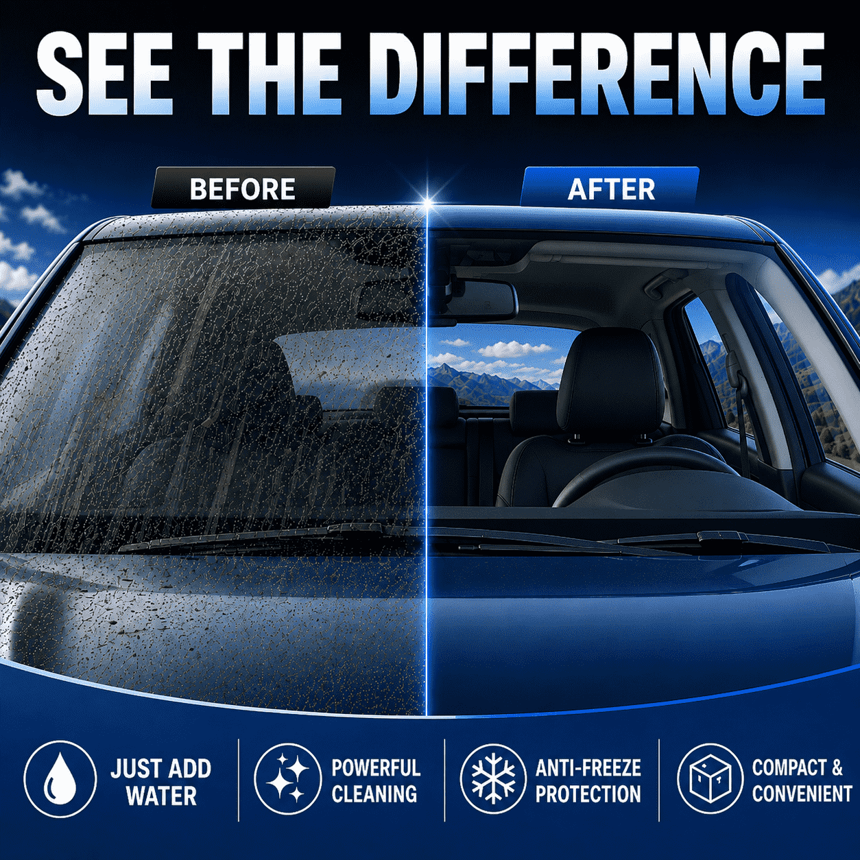 Concentrated Windscreen Washer Tablets — Just Add Water & Clean Your Windscreen✨
