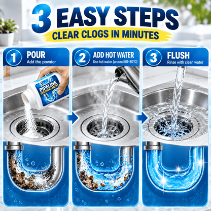 Powerful Pipe Dredging Agent for Kitchen and Toilet Pipelines - Dissolves 200+ Blockages and Kills 99% of Bacteria