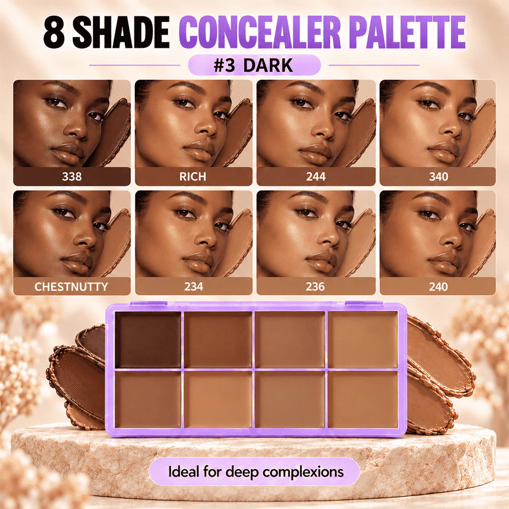🎨 8-Color Matte Concealer Palette – Waterproof, Full-Coverage for Correction, Contour & Tattoo Cover ✨