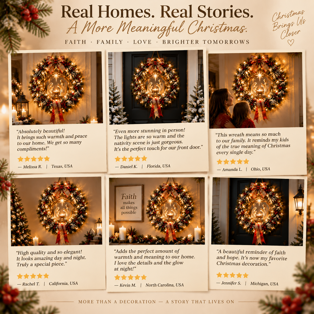 ✨Last Day 50% OFF✨Heavenly Nativity Light Wreath – Bring the Christmas Story Home with Warm Golden Glow