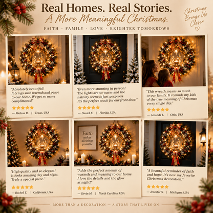✨Last Day 50% OFF✨Heavenly Nativity Light Wreath – Bring the Christmas Story Home with Warm Golden Glow
