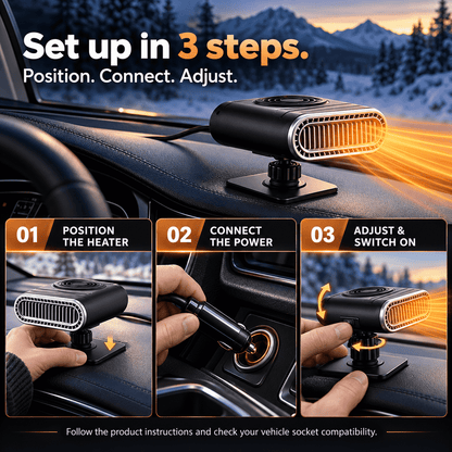 Portable Car Heater – Fast Windshield Defrost & Defog ✨