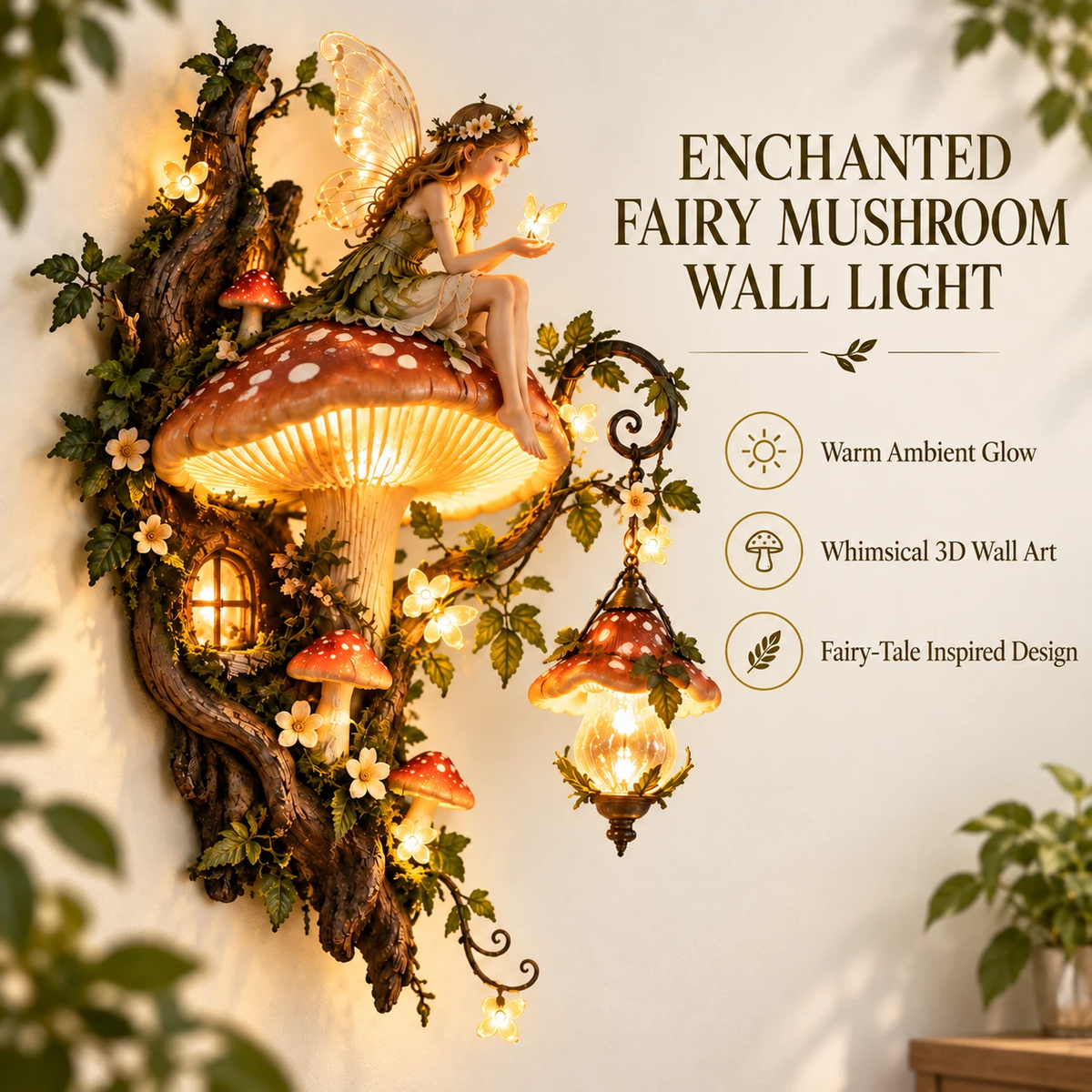 ✨ 50% OFF — Enchanted Mushroom Fairy Wall Light 🧚🍄