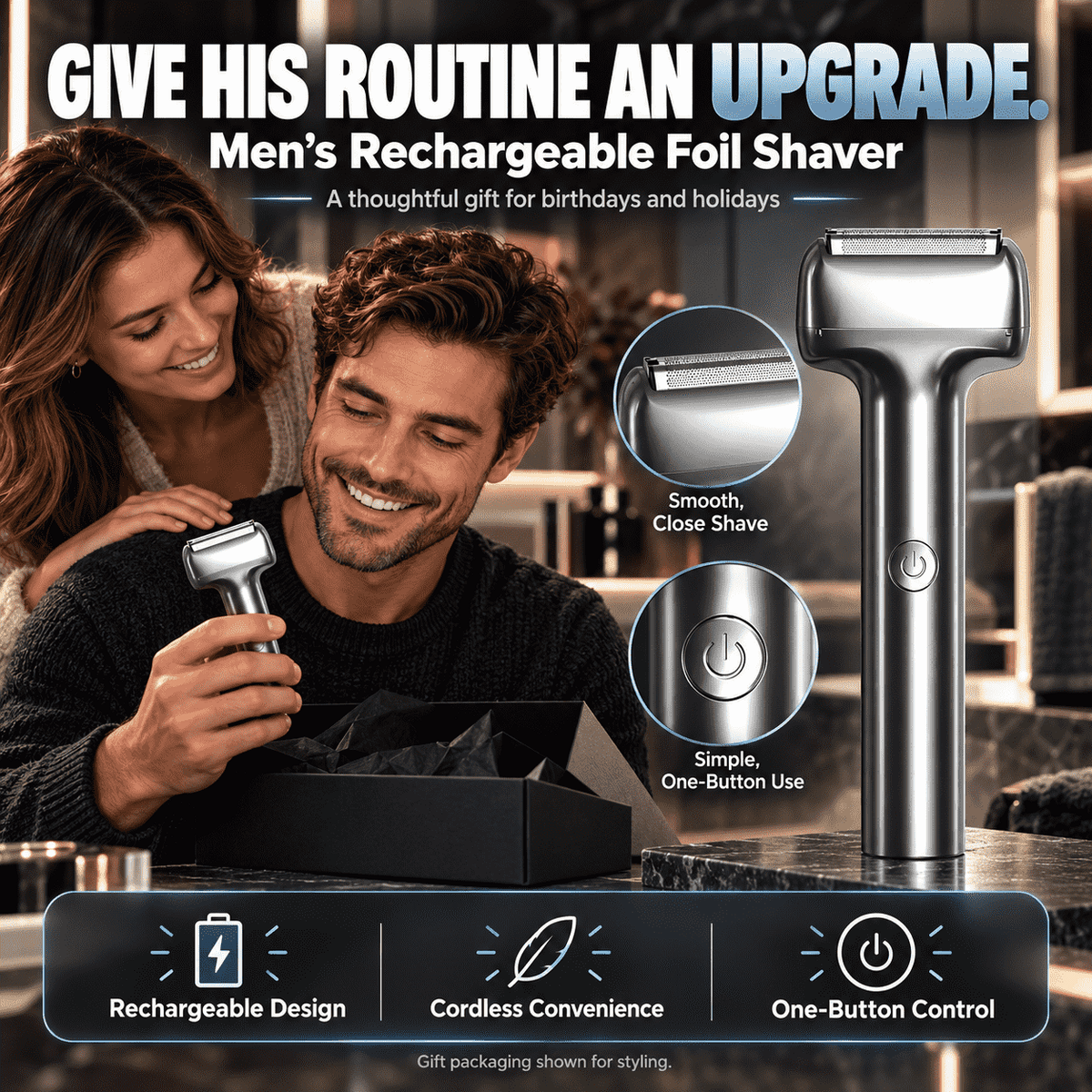 Men's Rechargeable Foil Electric Shaver – Efficient Close Shaving, Cordless Portable Wet & Dry Beard Razor for Daily Grooming