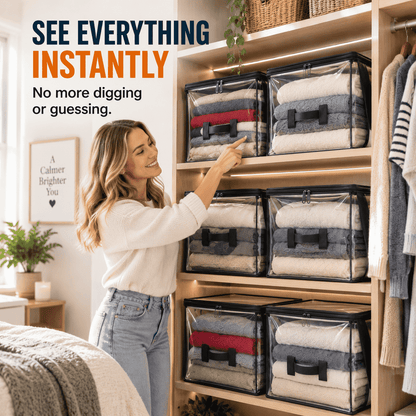 Large Capacity Transparent Storage Bag — Clothes, Bedding & Home Organisation