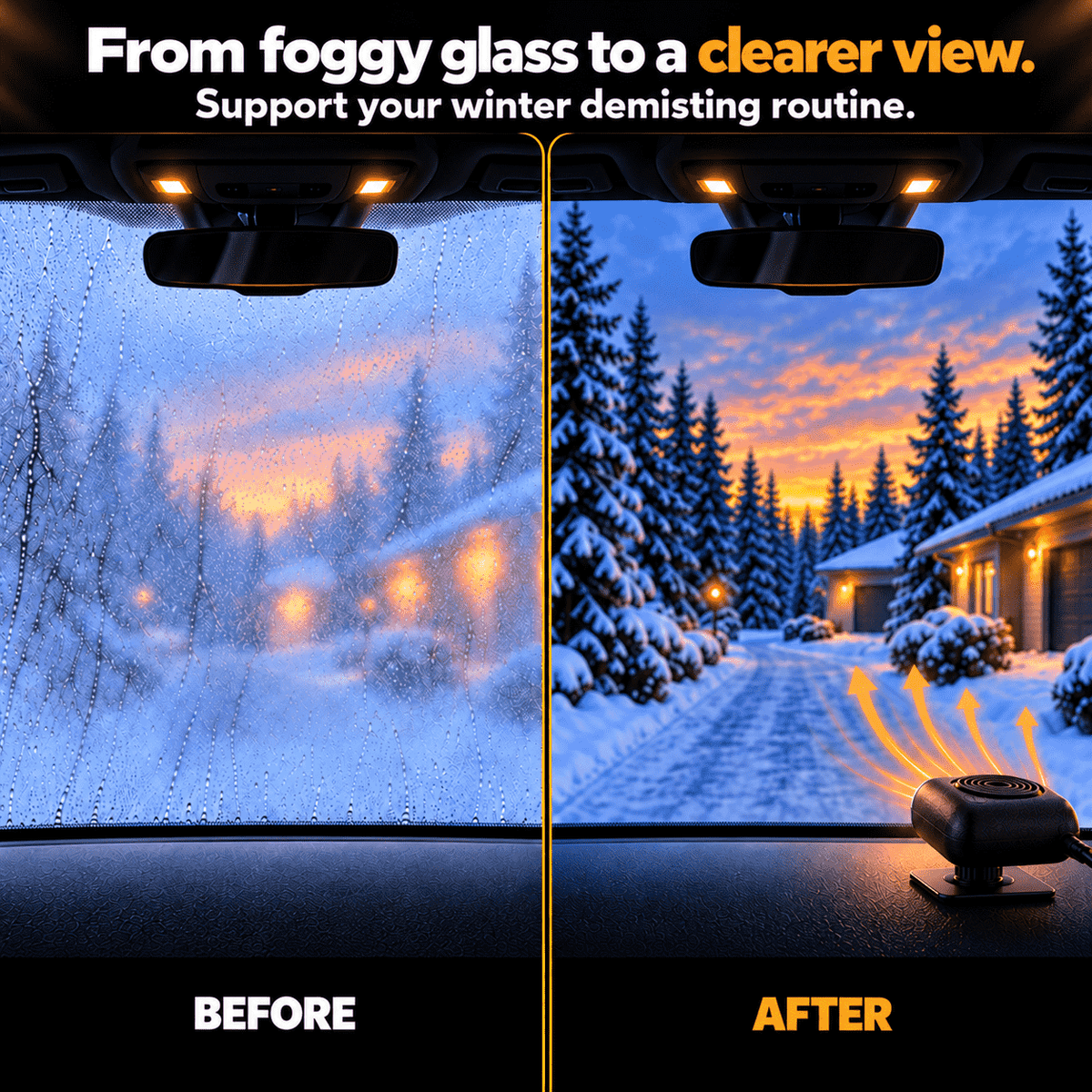 Portable Car Heater – Fast Windshield Defrost & Defog ✨