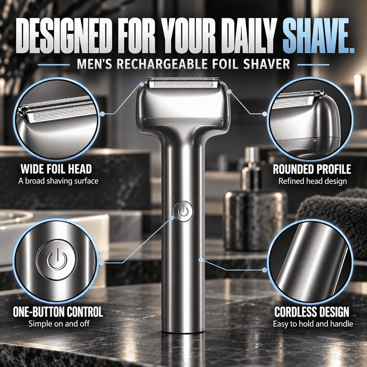 Men's Rechargeable Foil Electric Shaver – Efficient Close Shaving, Cordless Portable Wet & Dry Beard Razor for Daily Grooming