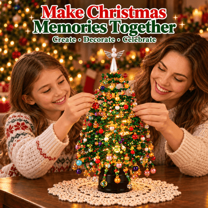 DIY Beaded Christmas Tree Kit – Colorful Ornaments & Pearl Angel Topper