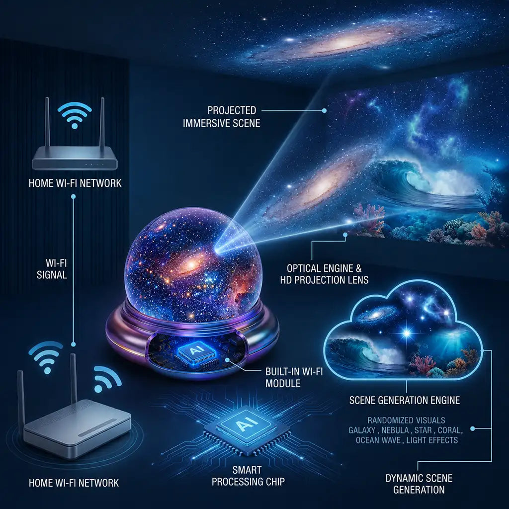 🔮Night Light Projector - Smart Holographic Star Projector✨