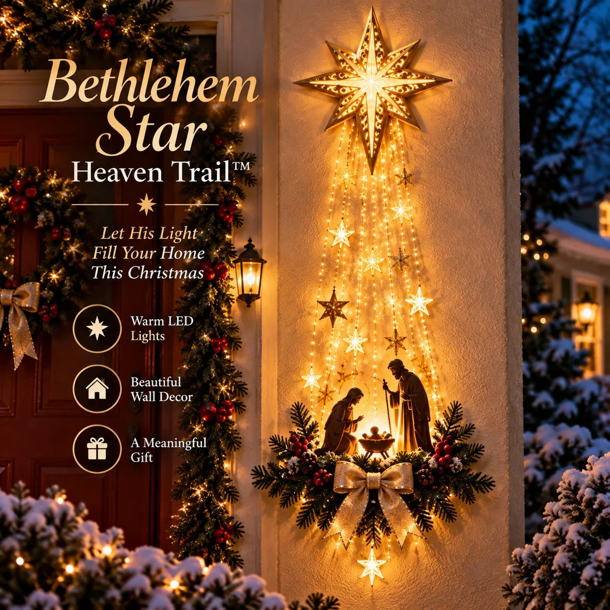 Glowing Angel & Nativity Wall Decor