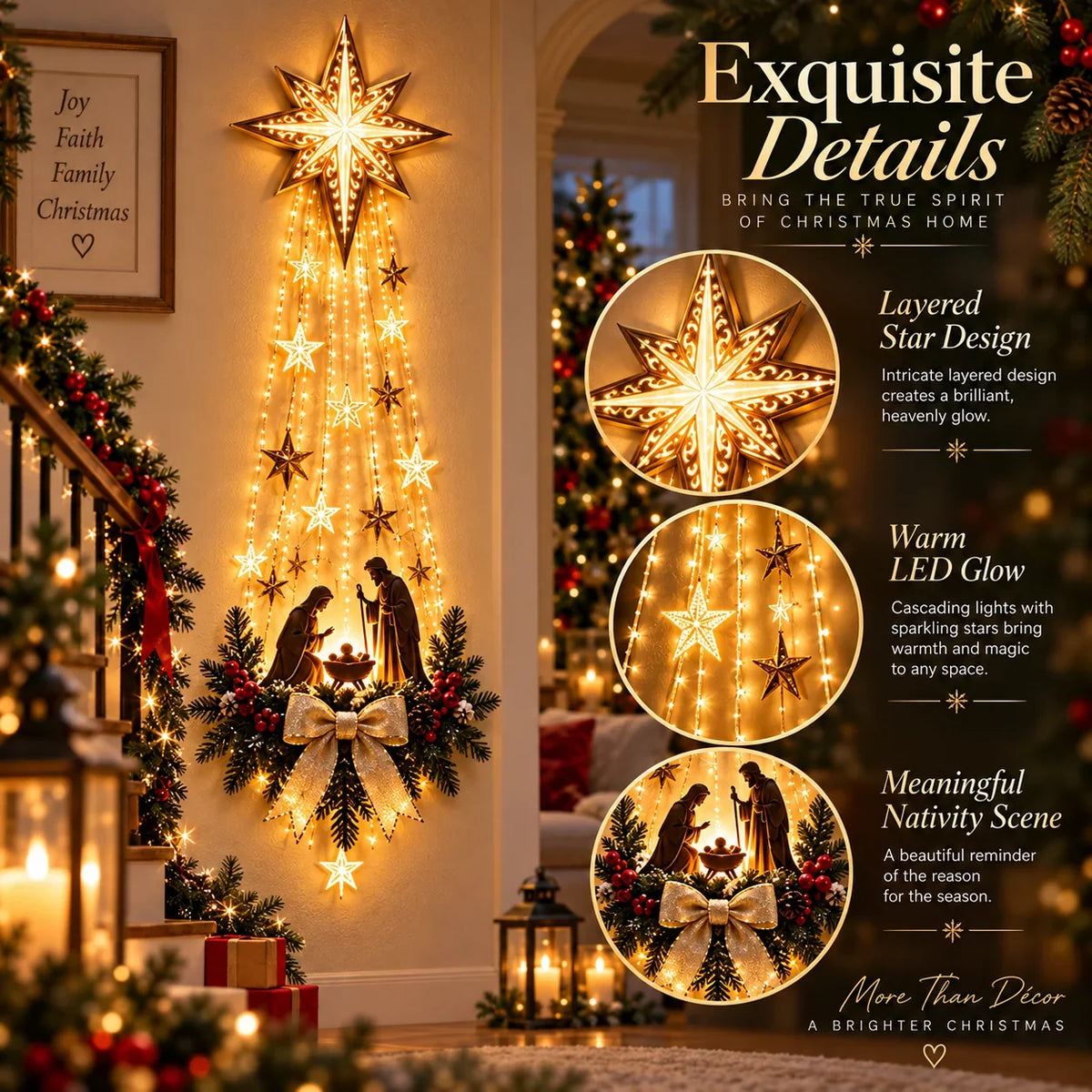 Glowing Angel & Nativity Wall Decor