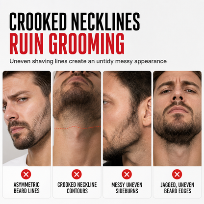 ❤️Red 4-Piece Beard Shaping Tool and Hair Styling Comb Set with Neckline Hair Trimming