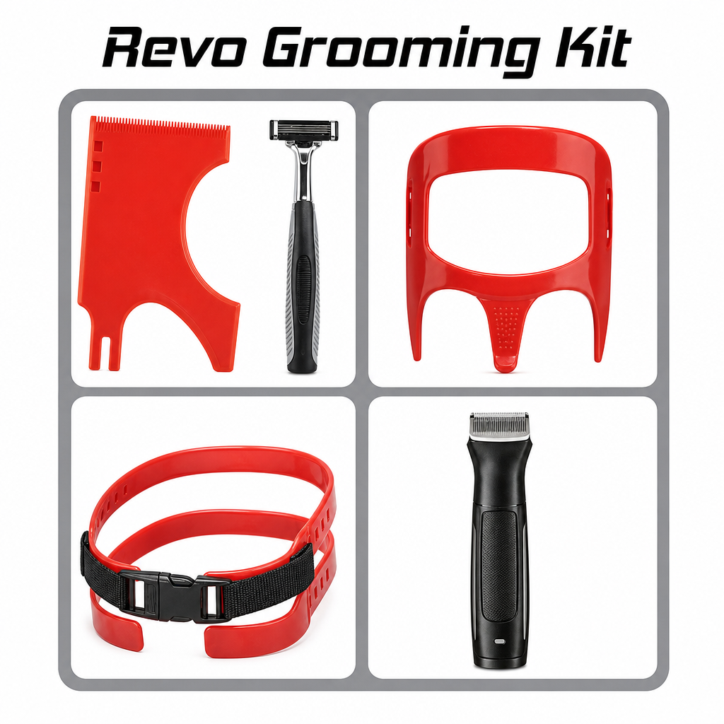 ❤️Red 4-Piece Beard Shaping Tool and Hair Styling Comb Set with Neckline Hair Trimming